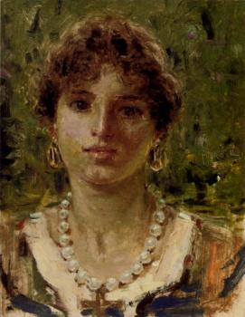 弗朗西斯科 保羅 米蓋提 Portrait Of A Girl Waering A Pearl Necklace 弗朗西斯科 保羅 米蓋提 Portrait Of A Girl Waering A Pearl Necklace